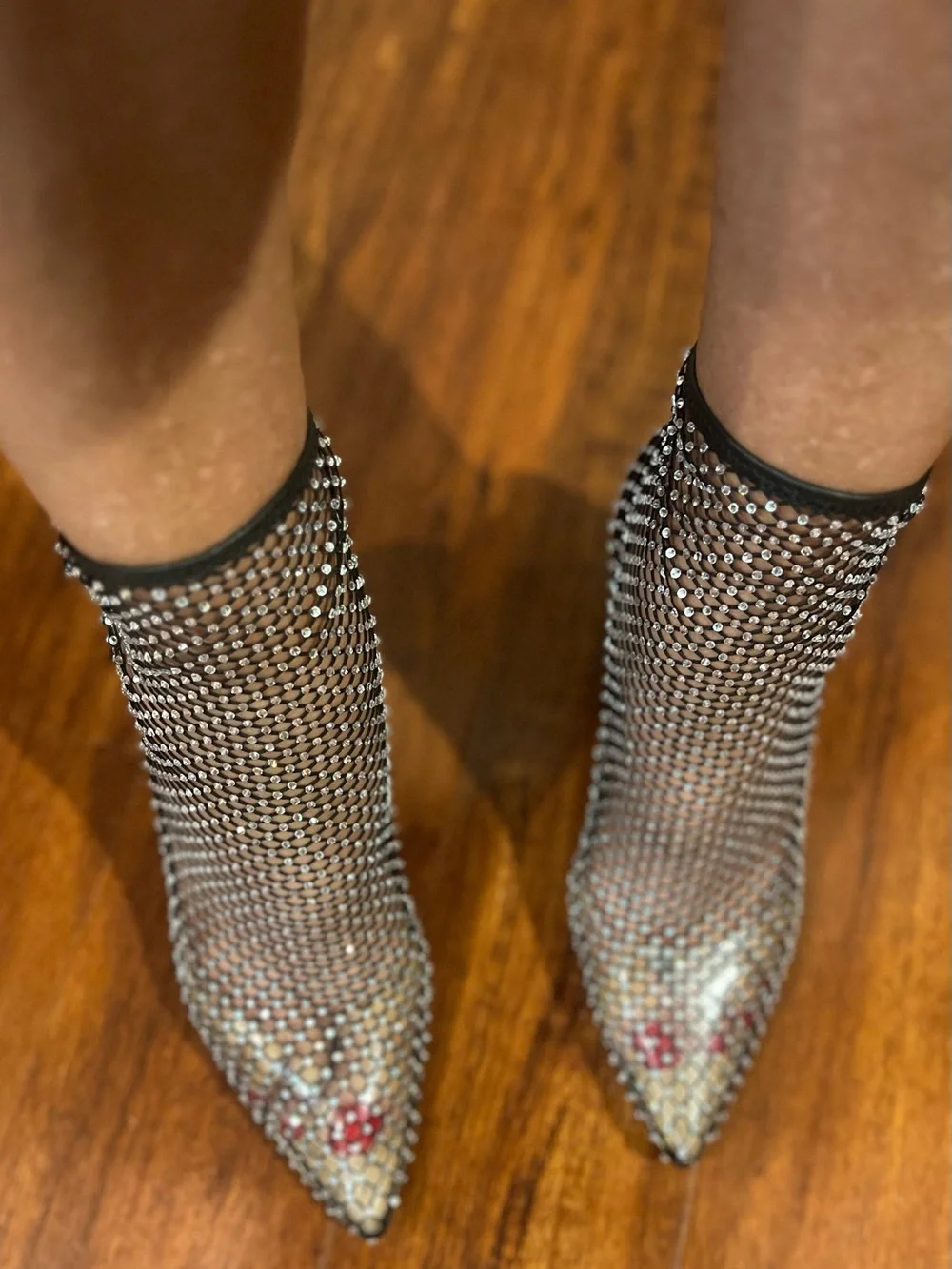 INC International Concepts Black Rhinestone Fishnet Ankle Booties NWT